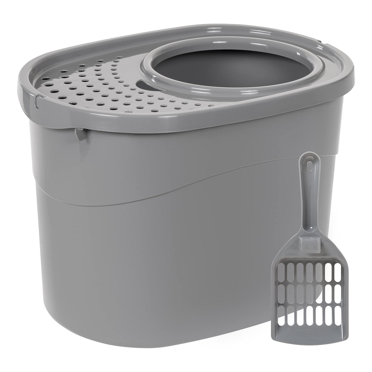 Large Top Entry Cat Litter Box with High Sides and Scoop T617