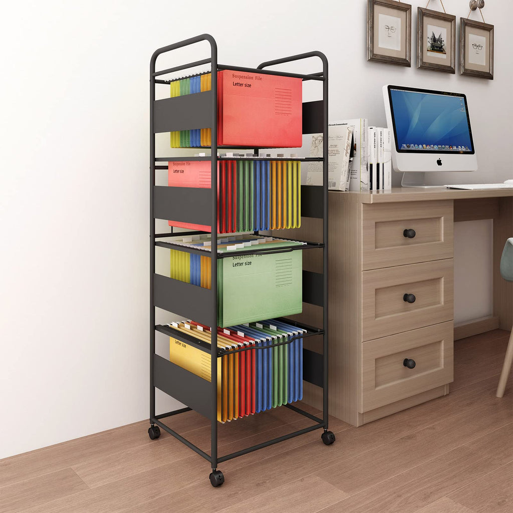 4-Tier Metal File Cart with Wheels T999