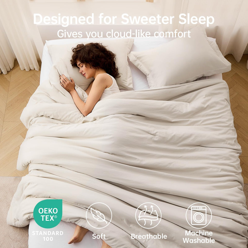 Beige King Size 3 Piece Comforter Set I862