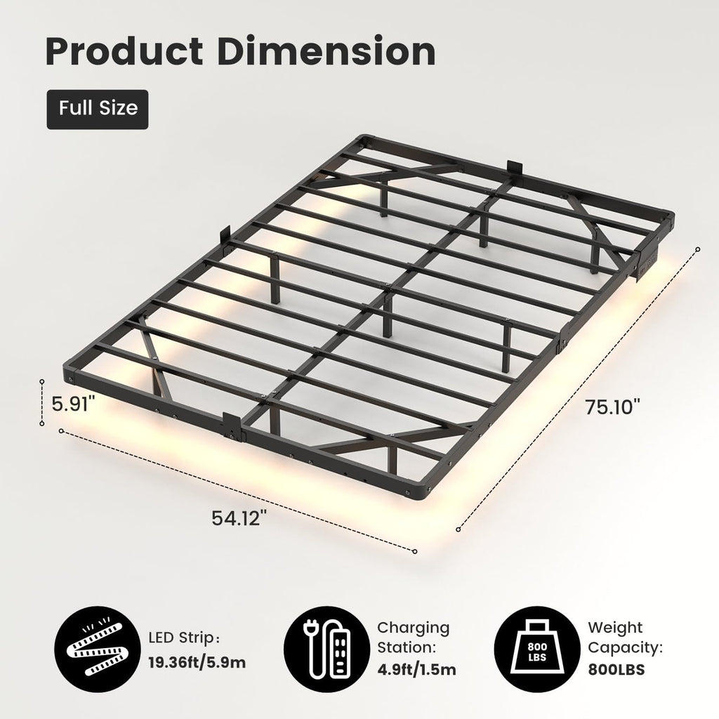 Full Floating Bed Frame with LED Lights X972