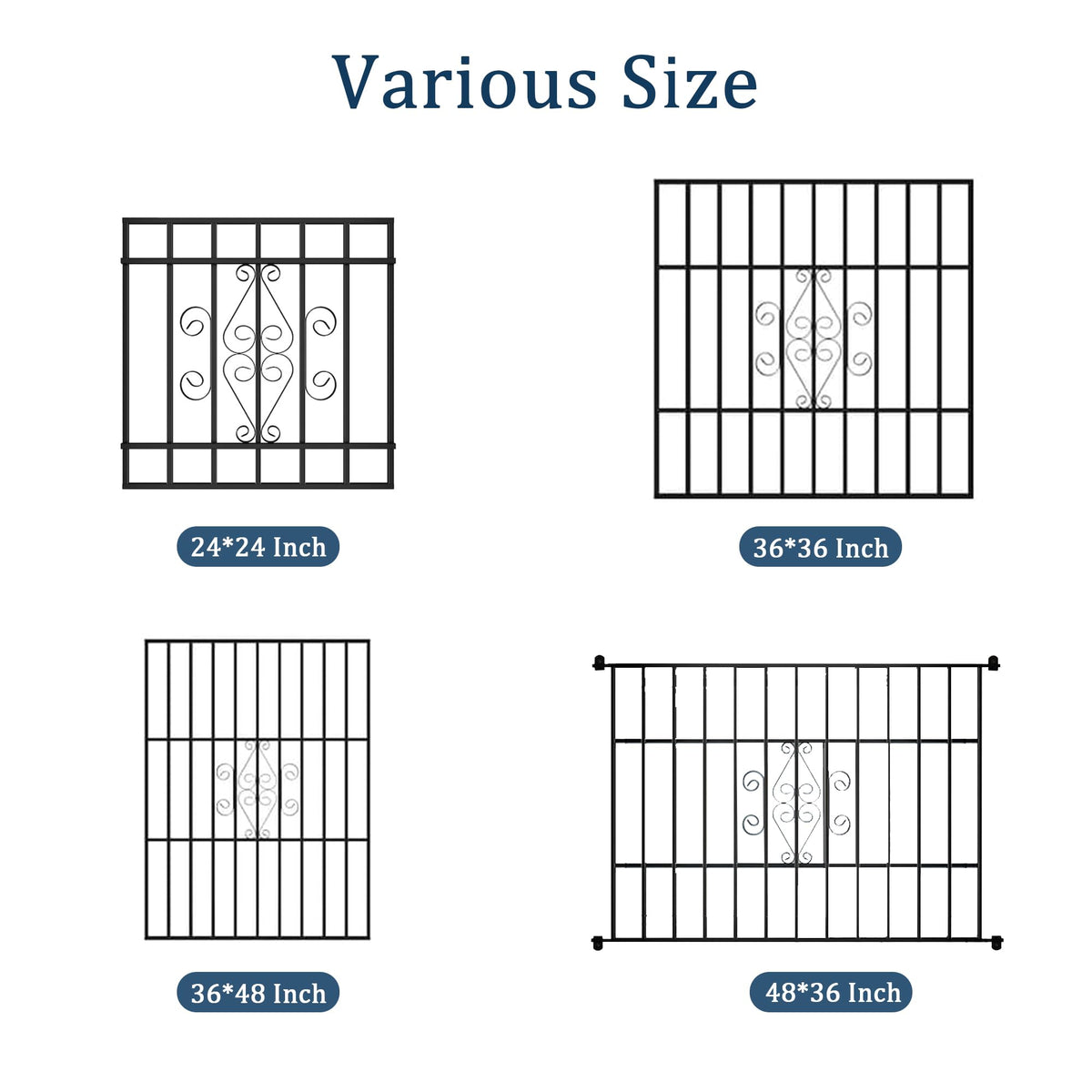 Black 48-in x 36-in Window Security Bars A737