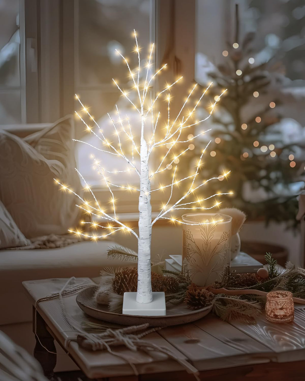 24 Inch Artificial Lighted Birch Tree with 144 LED Lights C30132