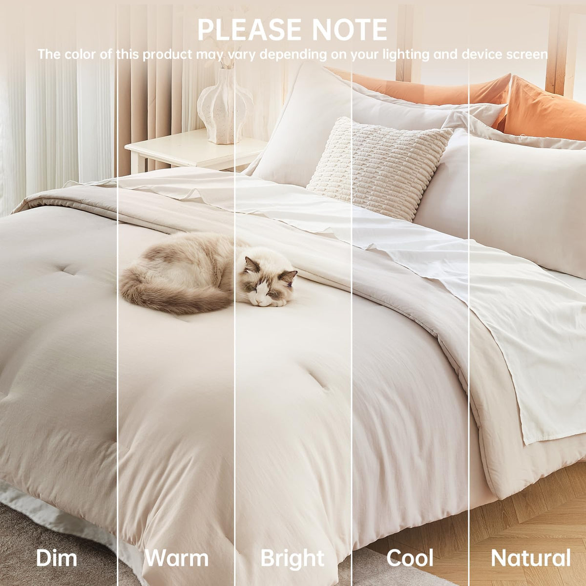 Beige King Size 3 Piece Comforter Set I862