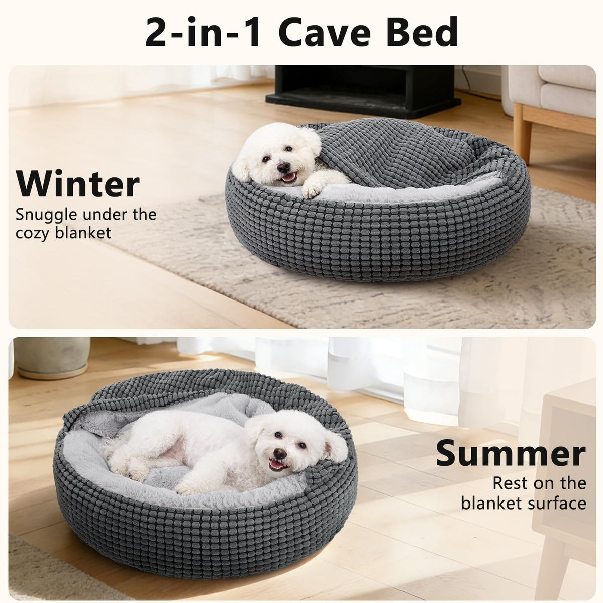 Small Dog Bed with Attached Blanket, 23inch J396