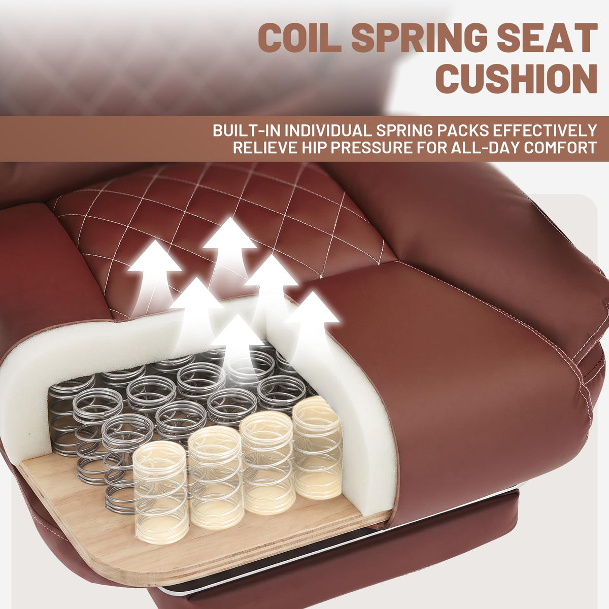 Big Tall Office Chair with Footrest Brown X71086