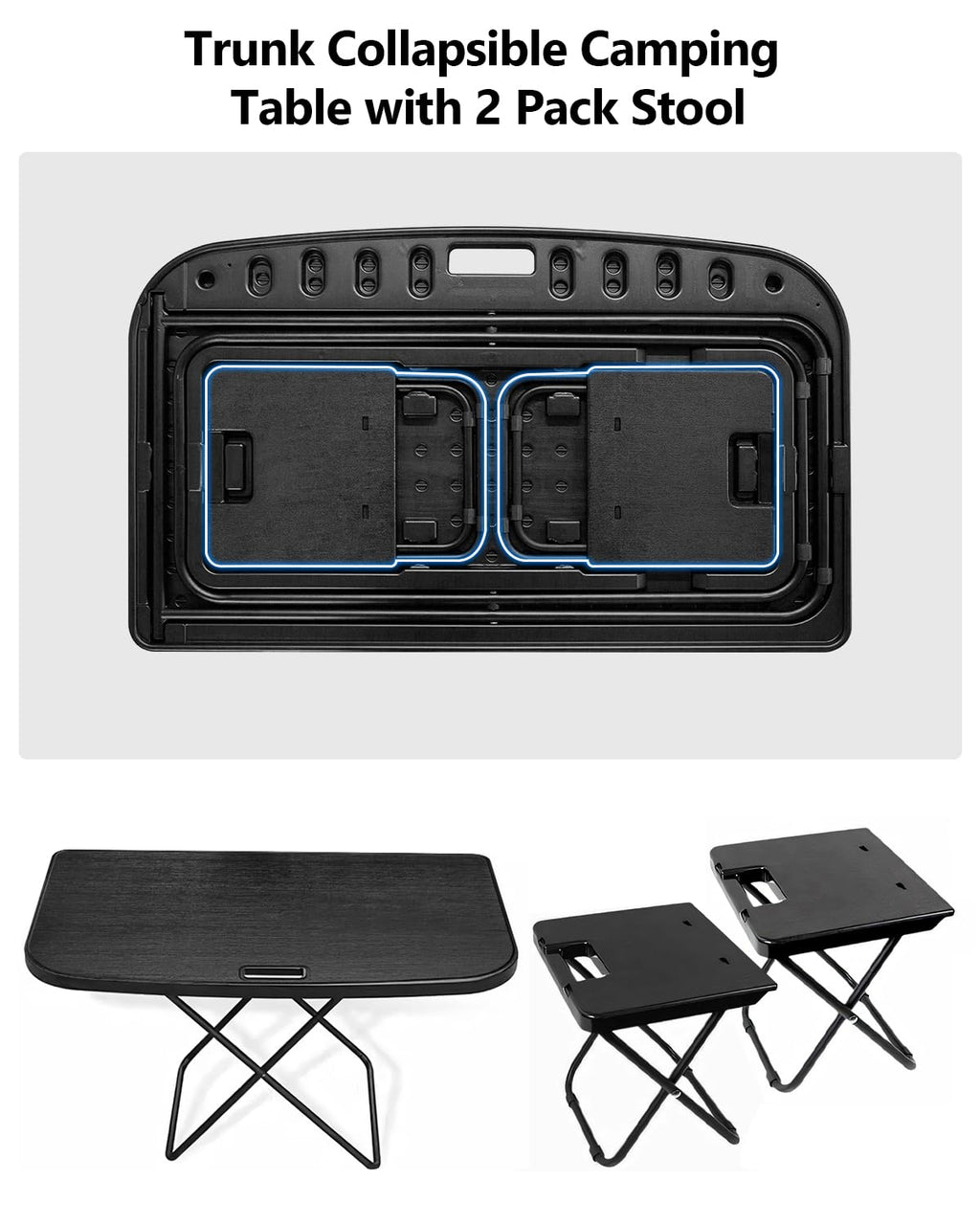 Portable Folding Camping Table with 2 Pack Chair D938