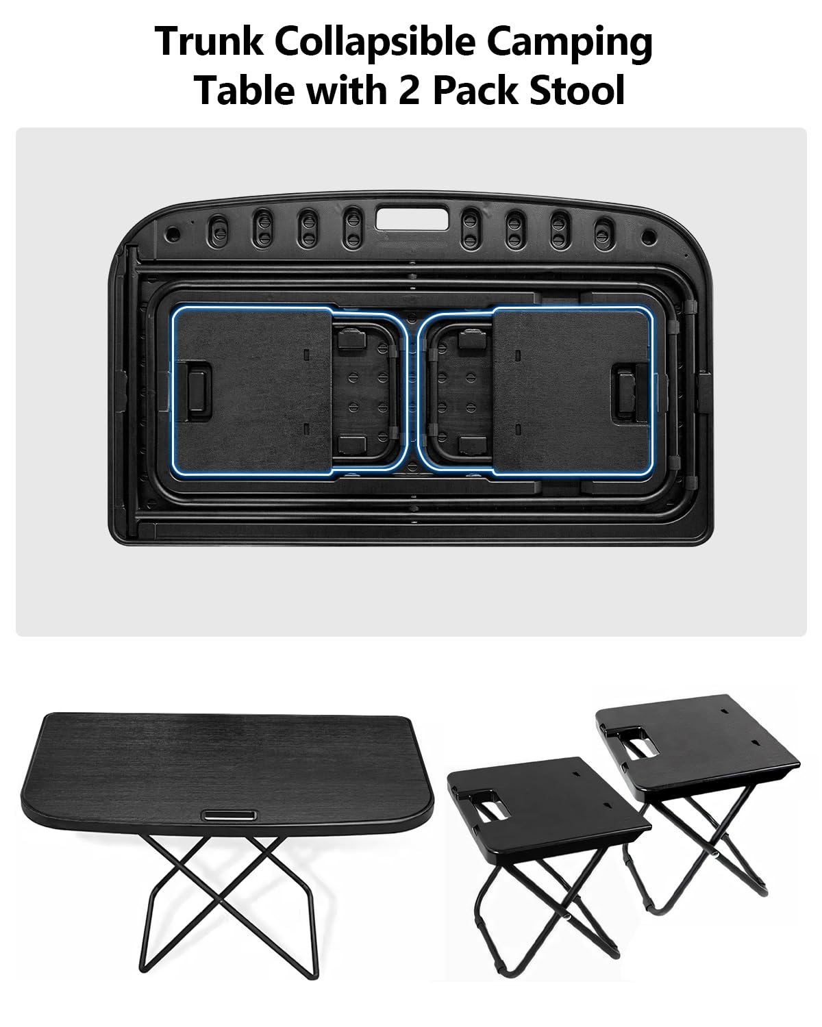 Portable Folding Camping Table with 2 Pack Chair D938