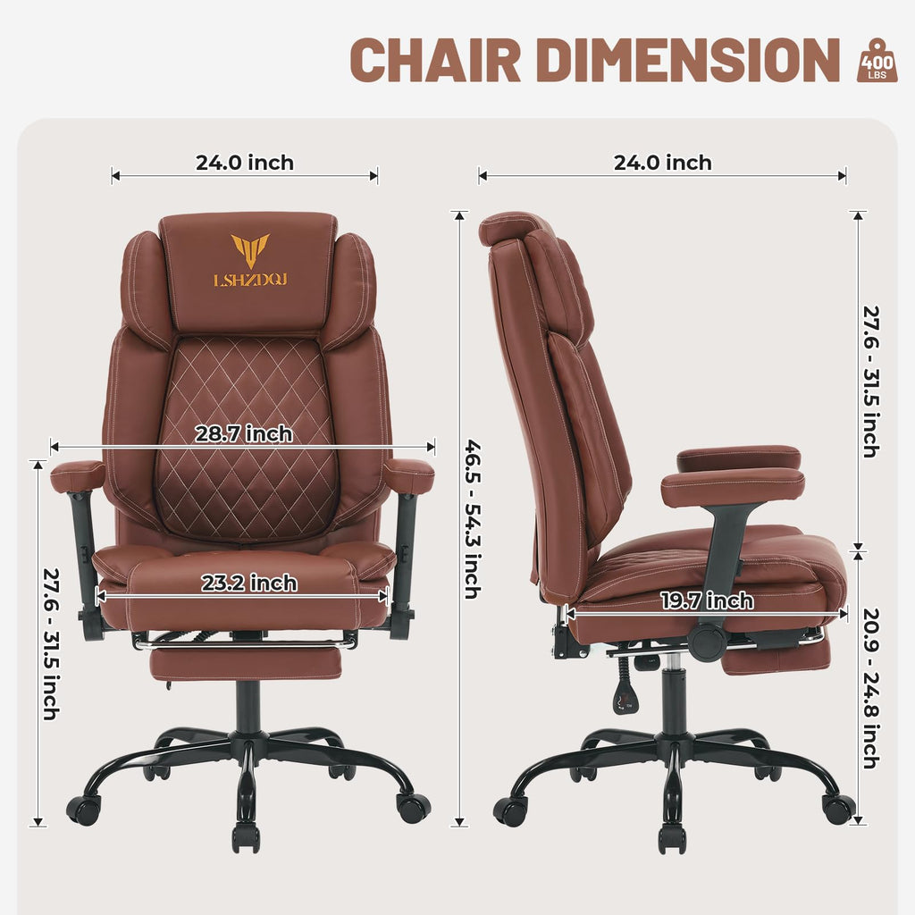 Big Tall Office Chair with Footrest Brown X71086
