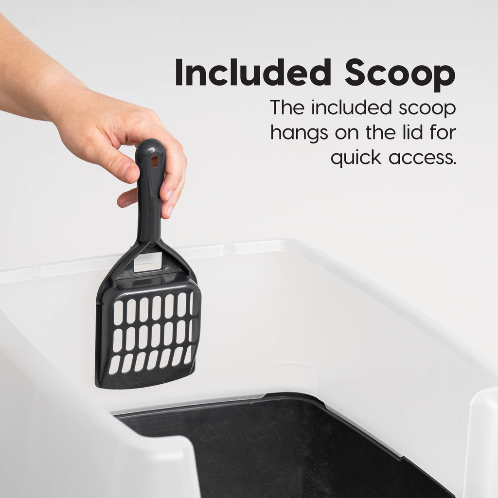 High Sided Cat Litter Box with Scatter Shield, Black M546