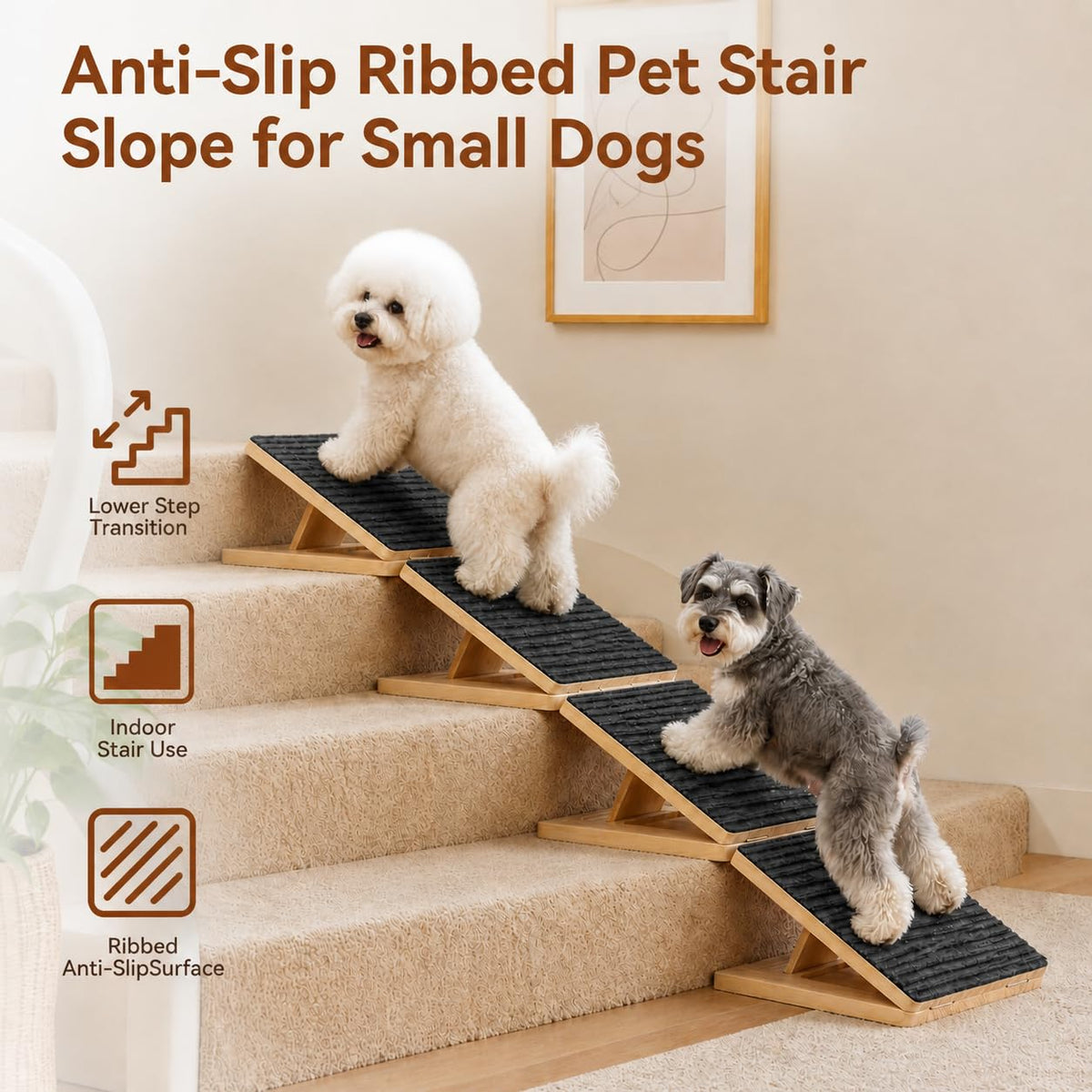 Adjustable Non-Slip Wooden Dog Ramp R748360
