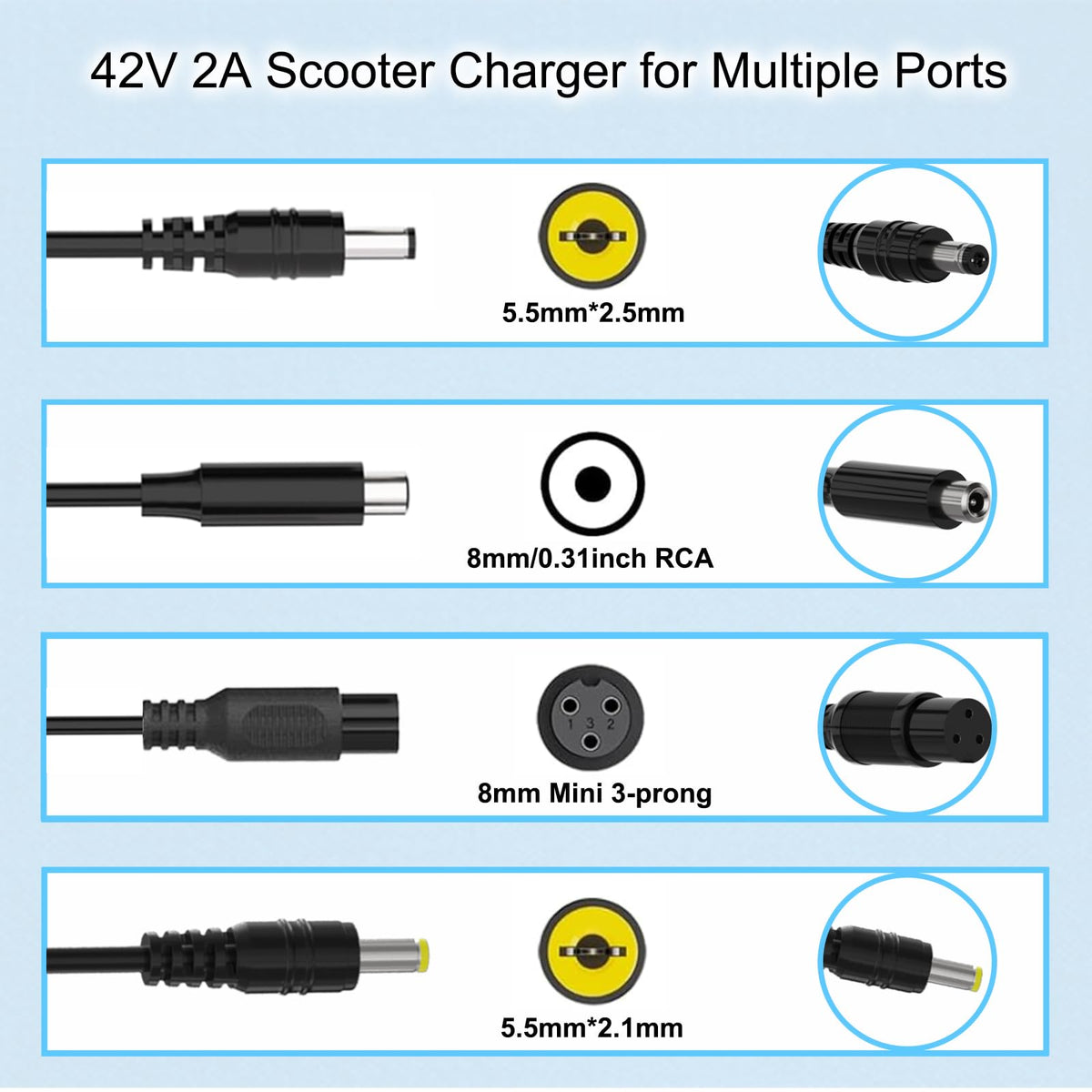 42V 2A Scooter Charger 4 in 1 Removable Connector G90603