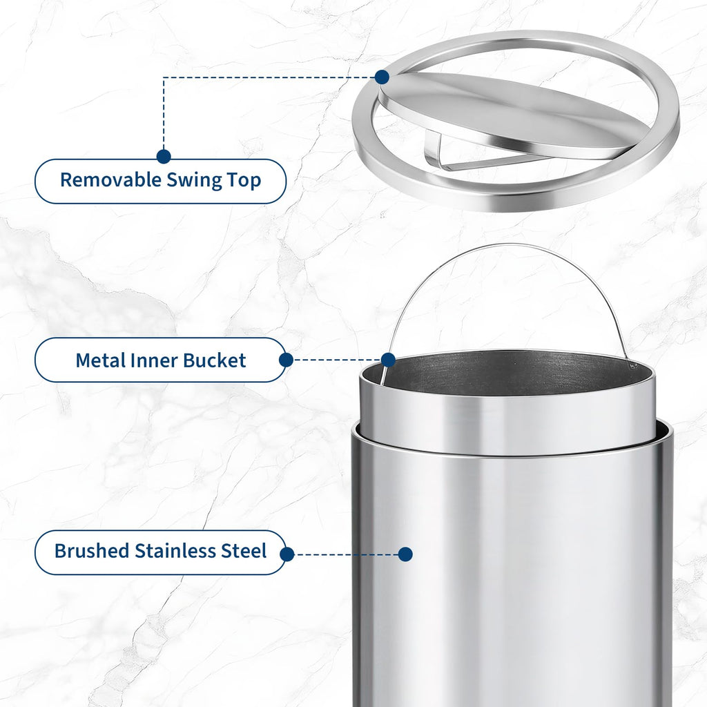 13.2 gal Stainless Steel Swing Top Trash Can U73854