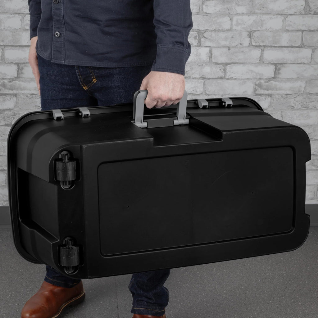22 Gallon Black Wheeled Plastic Storage Trunk with Latching Lid L403