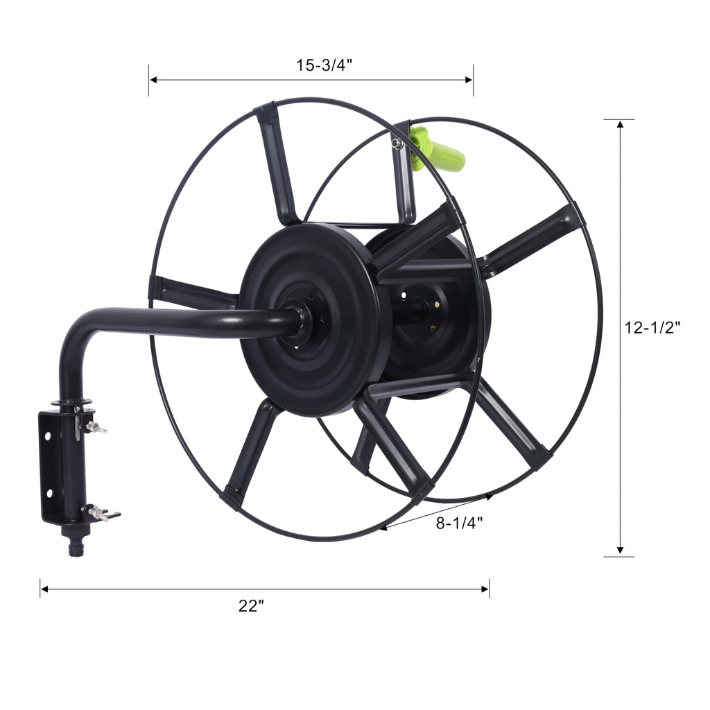 Black Heavy Duty Steel Swivel Hose Reel L326884
