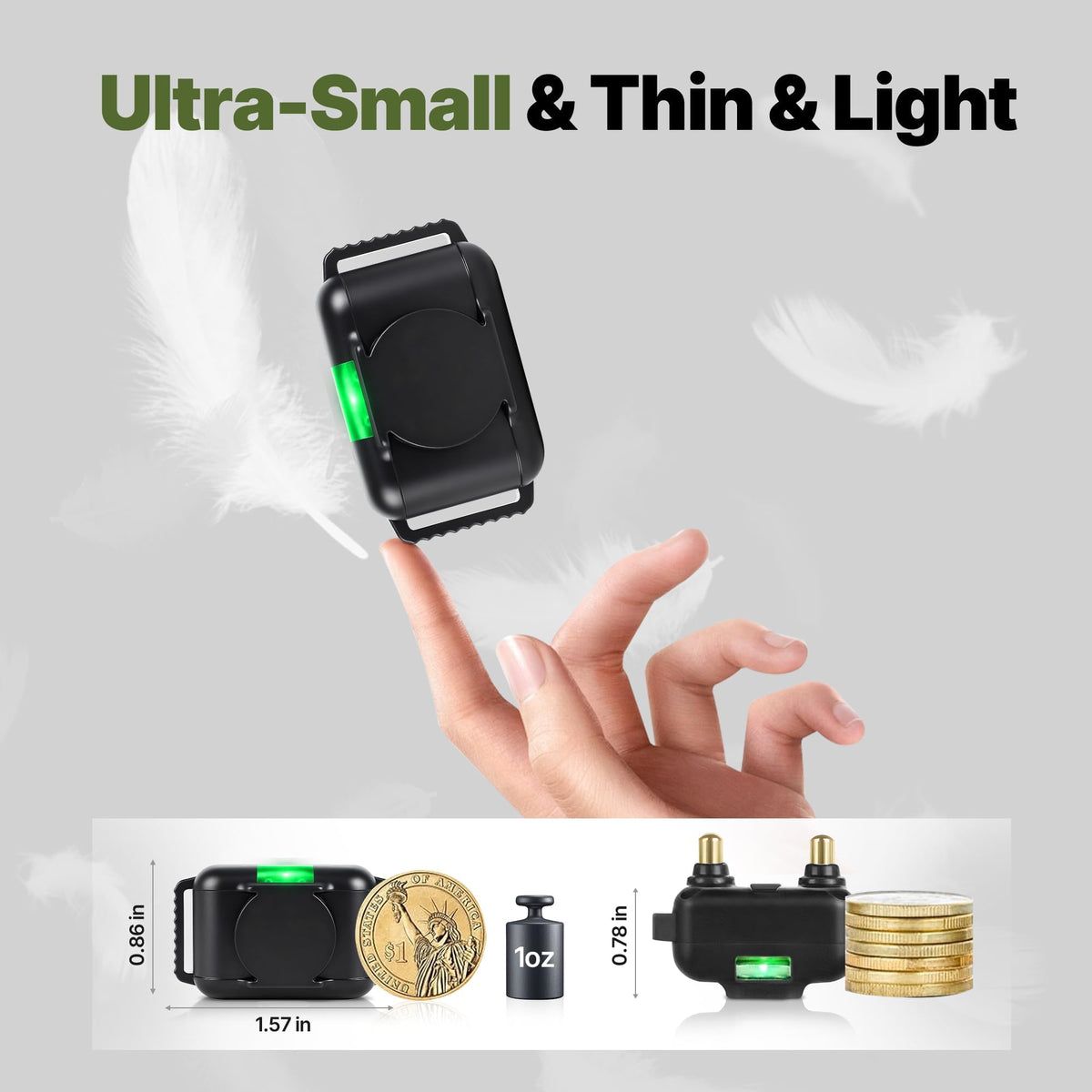 Small Cat Training Collar with Remote, Waterproof Rechargeable, Black U382144