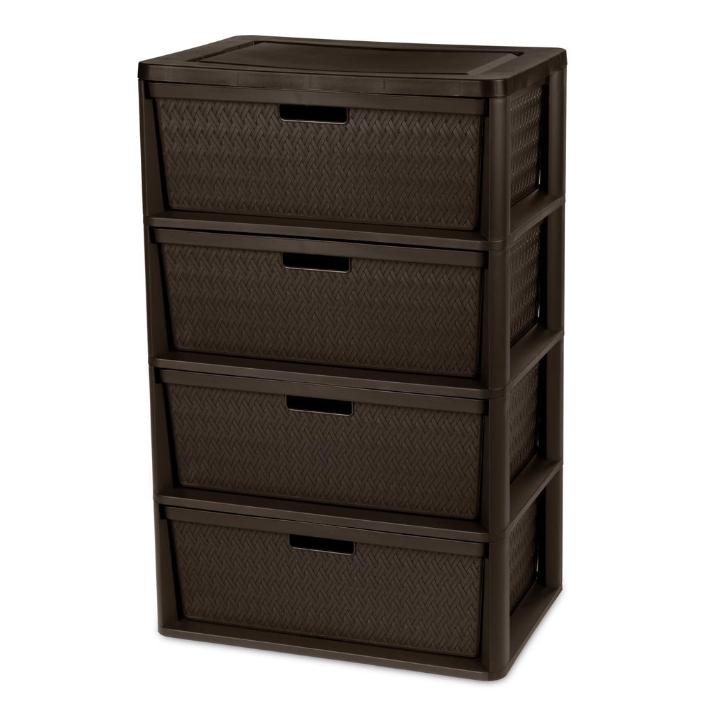 Brown 4 Drawer Plastic Storage Tower L11439