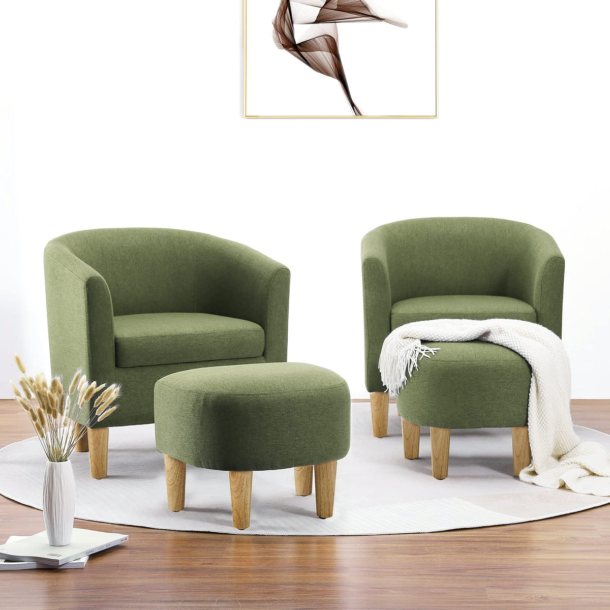 Green Accent Chair with Ottoman T77996