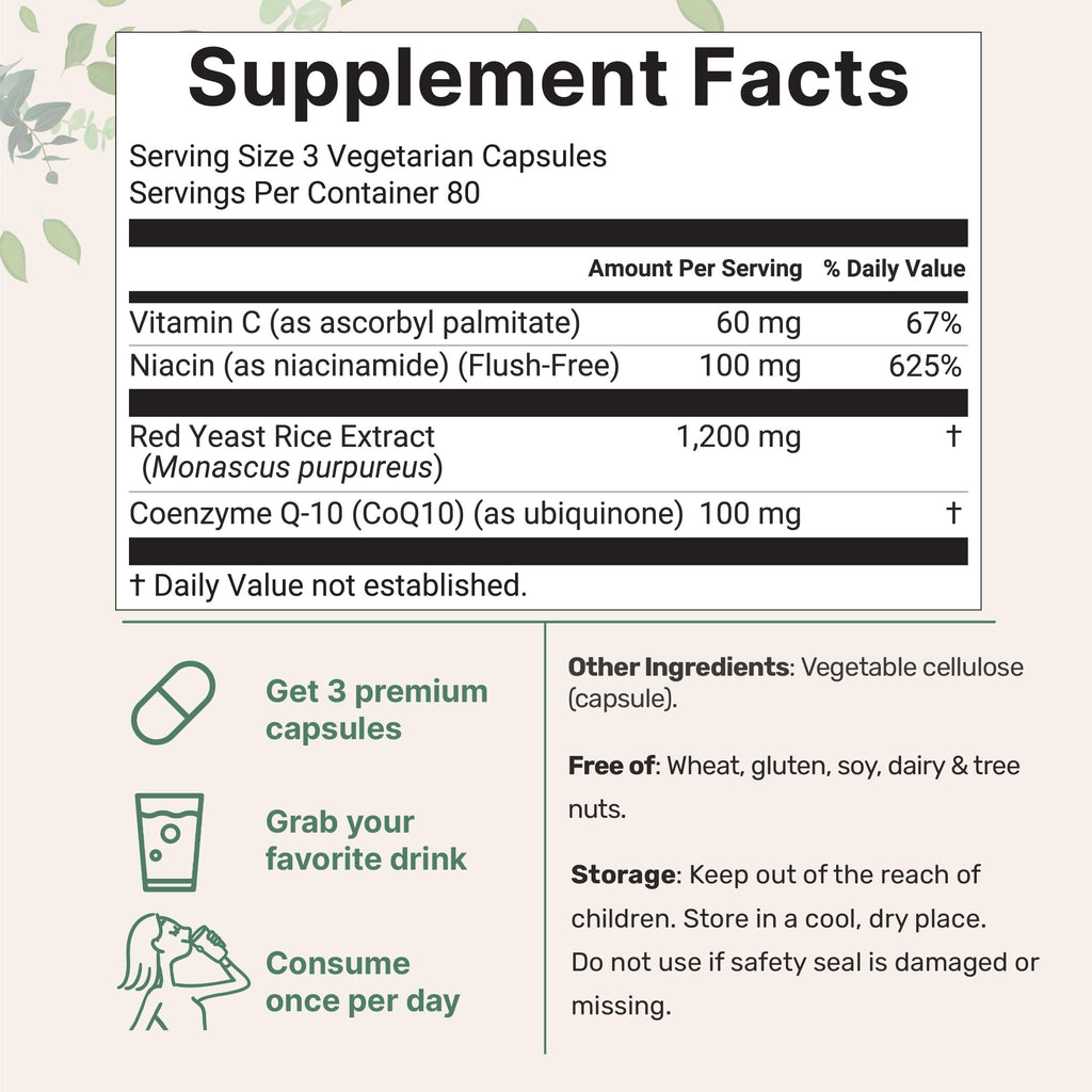 Red Yeast Rice with CoQ10 1200mg 240 Veggie Capsules A143