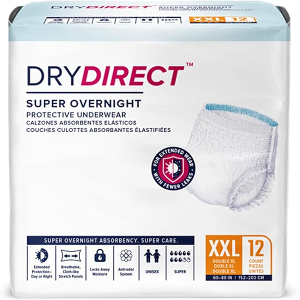 Soft Cloth-Like Overnight Disposable Incontinence Underwear XX-Large Pack of 12 Y436930