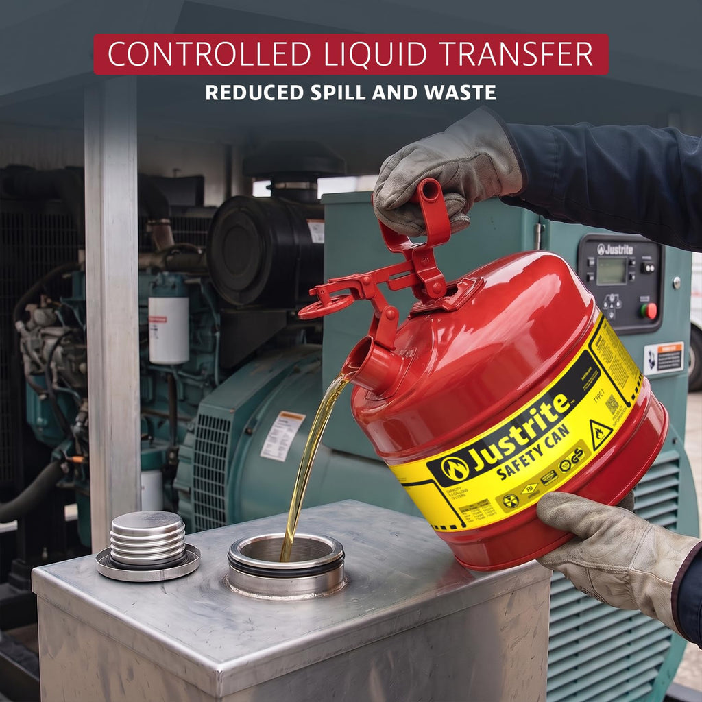 Red Galvanized Steel Gasoline Safety Can N591122
