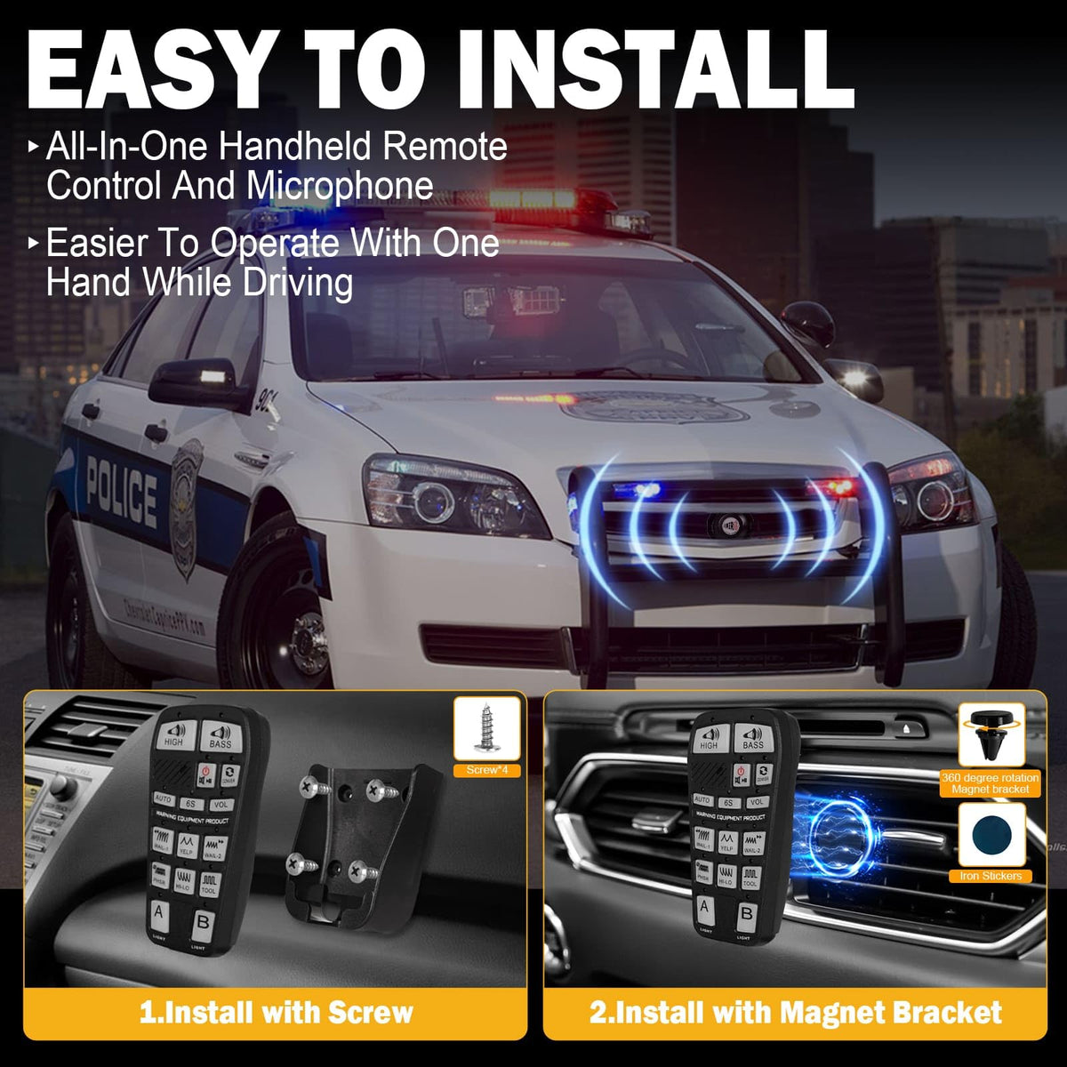 200W Multi-Tone Emergency Car Siren Speaker PA System Kit K1703