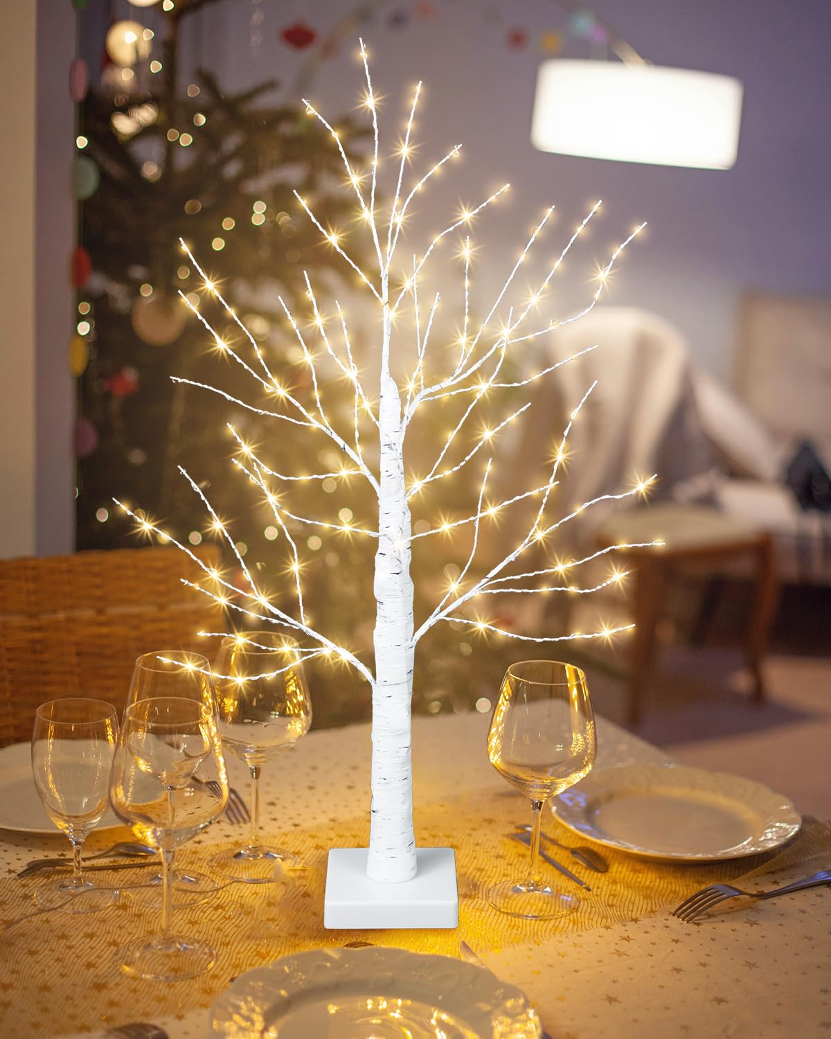 24 Inch Artificial Lighted Birch Tree with 144 LED Lights C30132