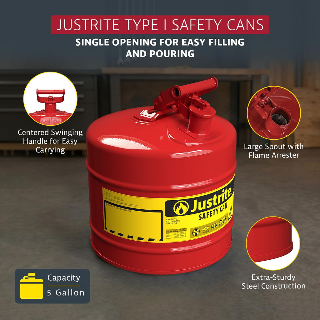Red Galvanized Steel Gasoline Safety Can N591122