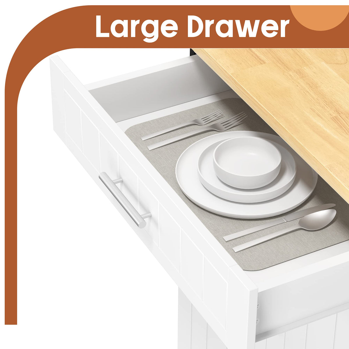 26" Rolling Kitchen Island Cart with Drawer, Shelves, Towel Rack, Lockable Casters, White I84109
