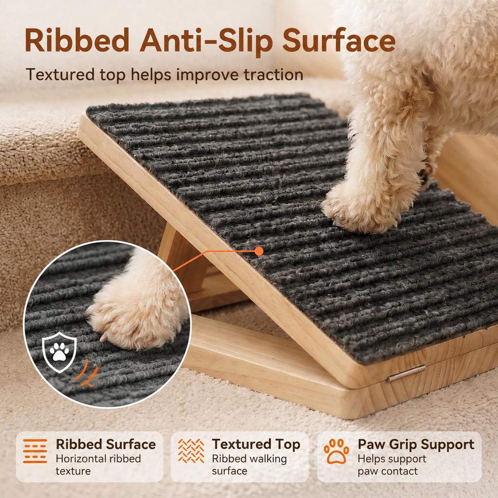 Adjustable Non-Slip Wooden Dog Ramp R748360
