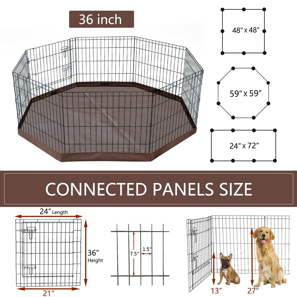 Foldable Metal Dog Playpen 8 Panels 36 Inch B813727