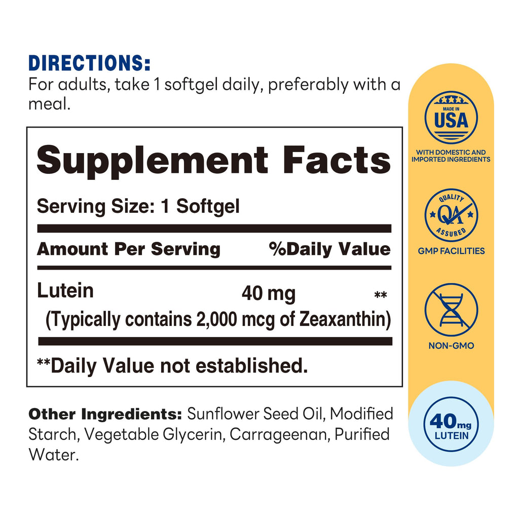 Lutein 40mg with Zeaxanthin 2mg 60 Softgels E1954
