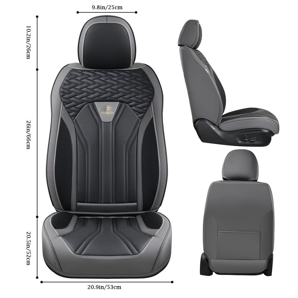 Leather Seat Covers Full Set 5 Seats Gray Black K513822