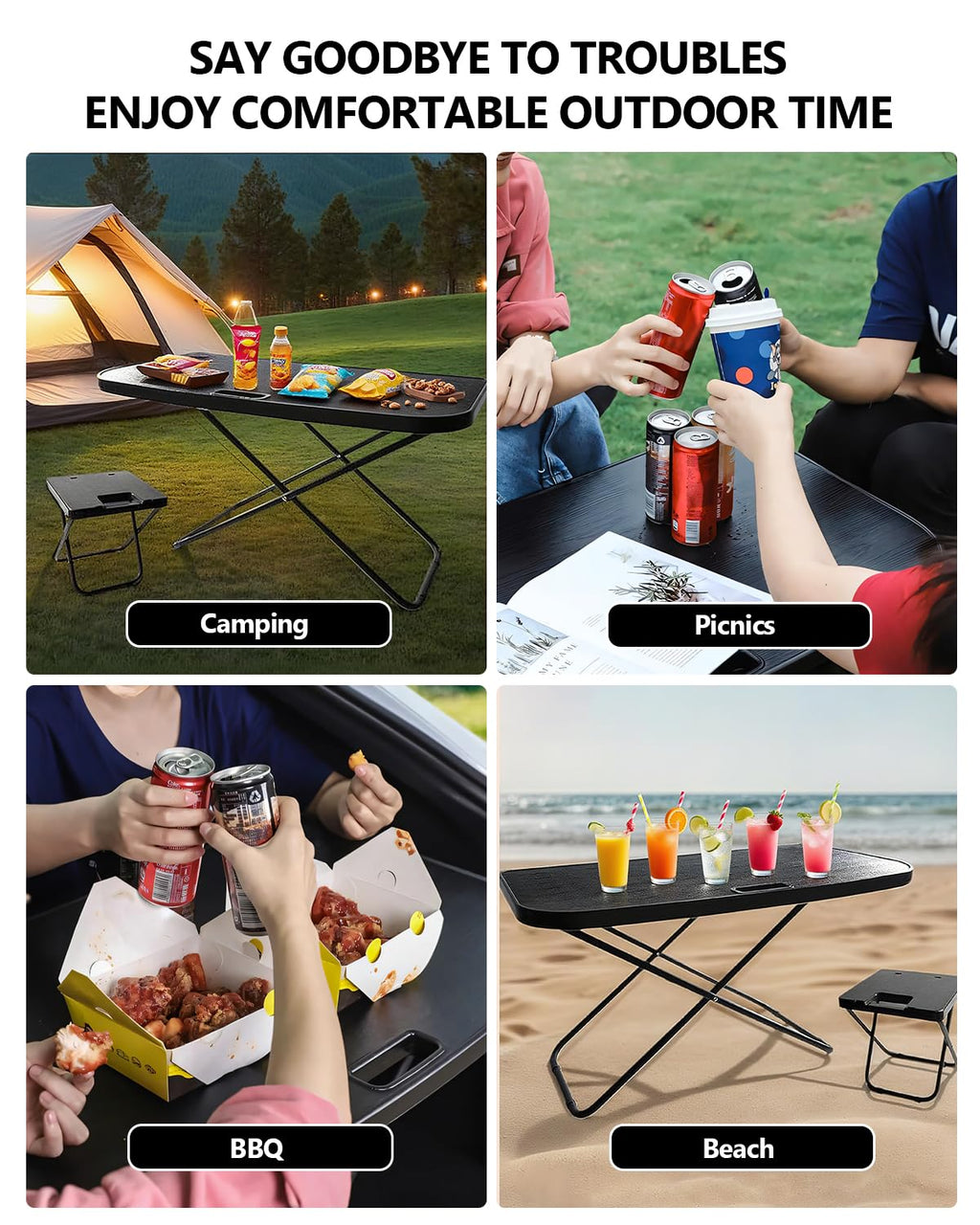 Portable Folding Camping Table with 2 Pack Chair D938