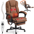Brown Heated Massage Office Chair with Footrest U70624