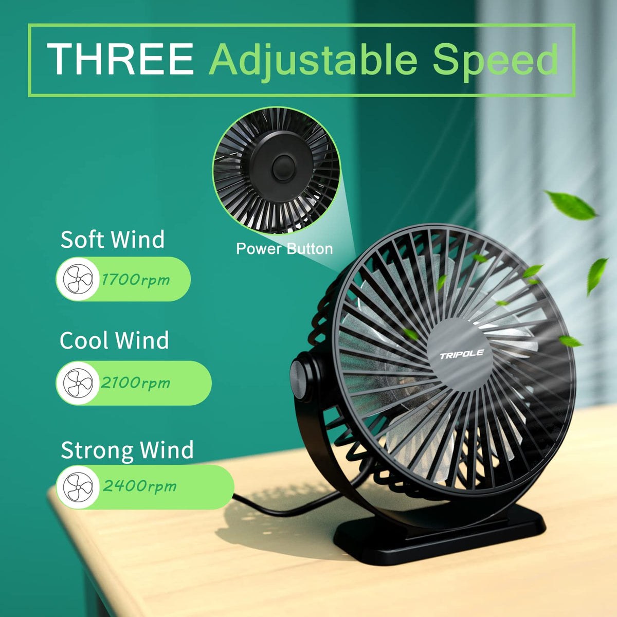 2 Pack USB Powered Mini Portable Desk Fan N55395