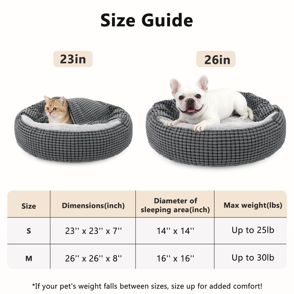 Small Dog Bed with Attached Blanket, 23inch J396