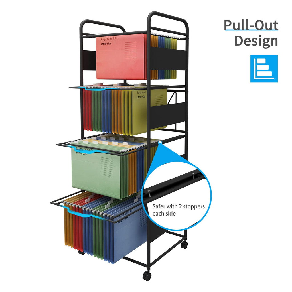 4-Tier Metal File Cart with Wheels T999
