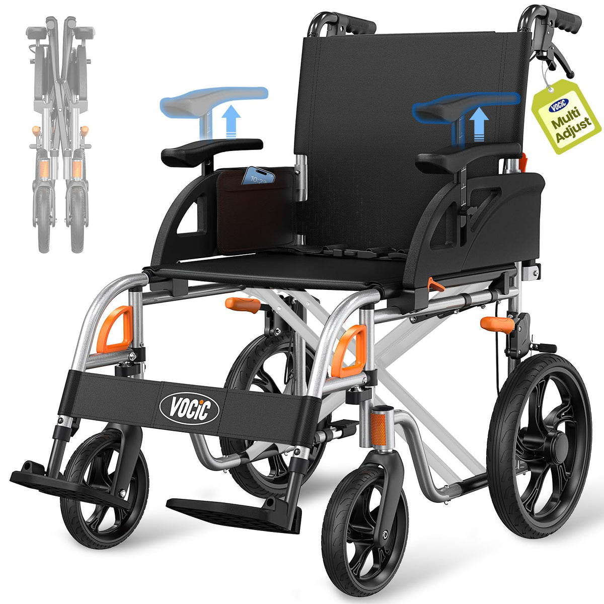 Lightweight Foldable Transport Wheelchair S25440