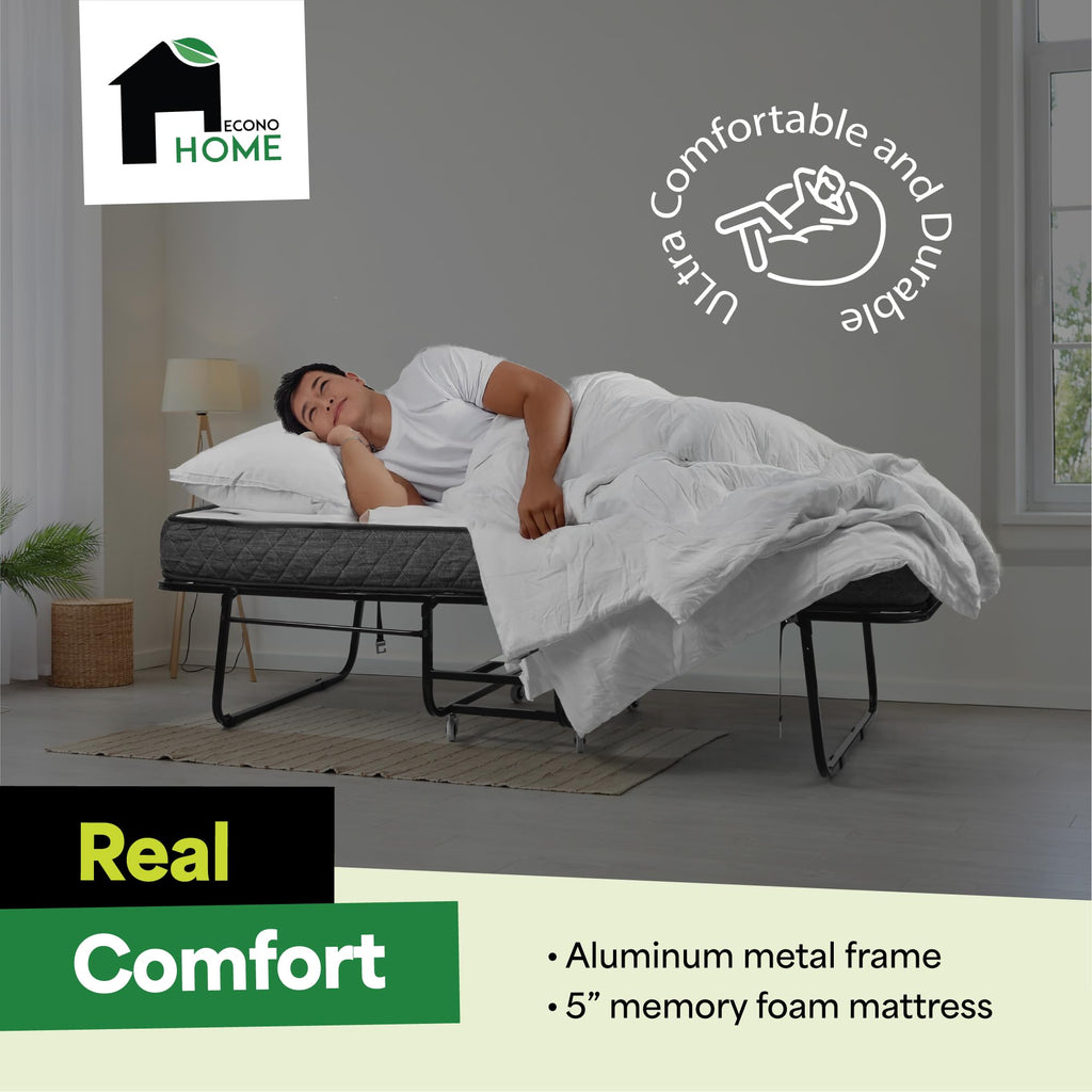 Folding Bed with Mattress Twin Size 5-inch Memory Foam J210