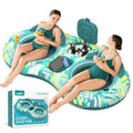 5-in-1 Pool Floats 2 Person River Tube with Backrests Built-in Cooler Z286488