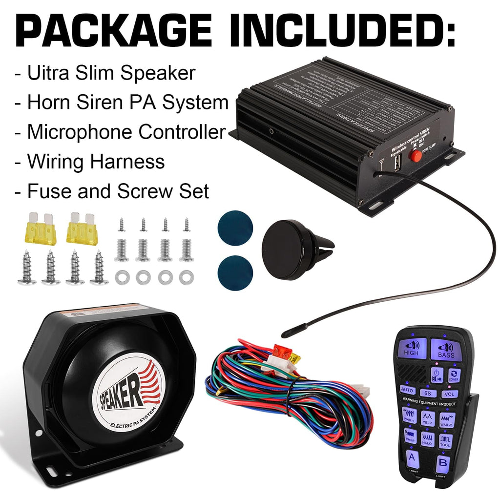 200W Multi-Tone Emergency Car Siren Speaker PA System Kit K1703