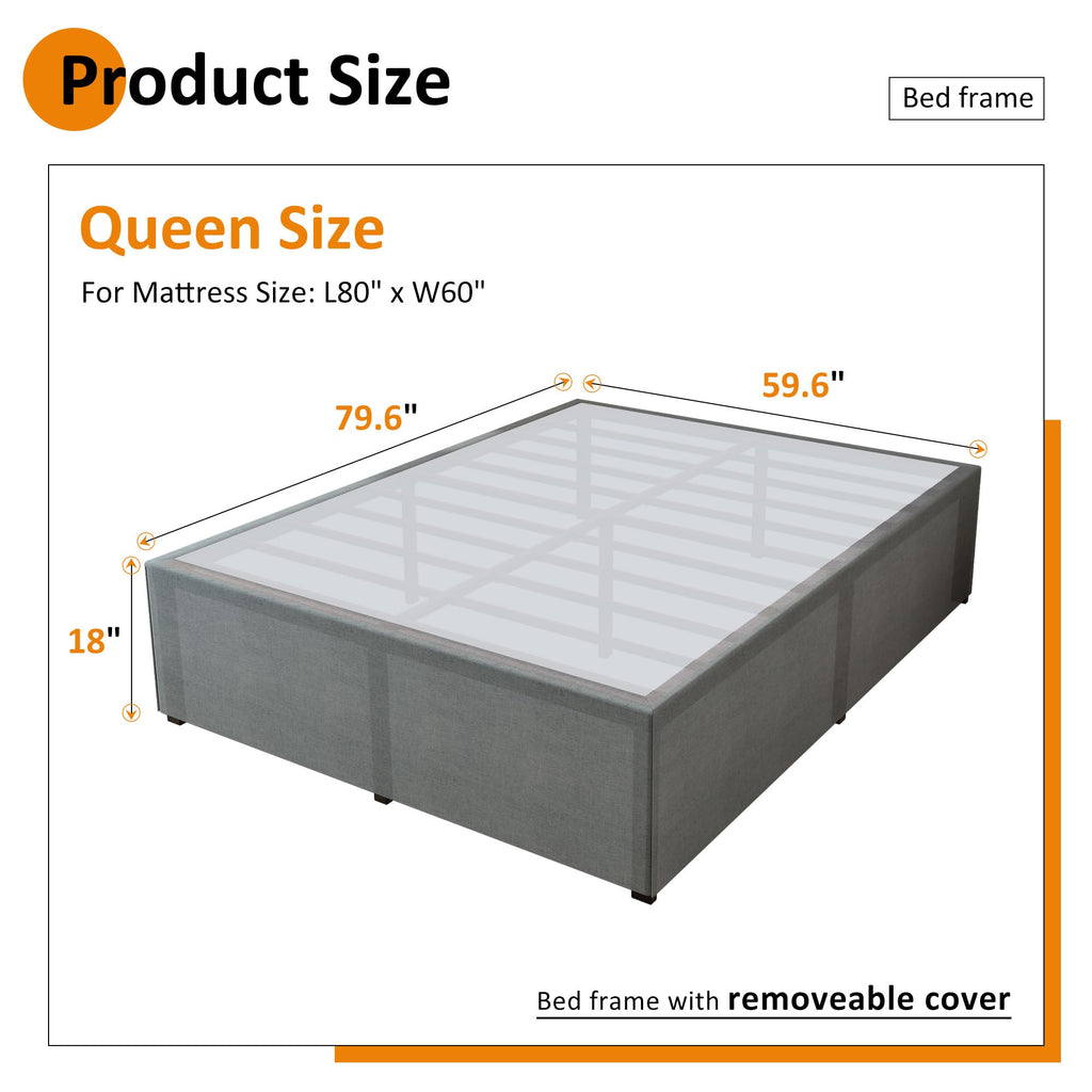 Queen Size 18 Inch Metal Bed Frame U9069