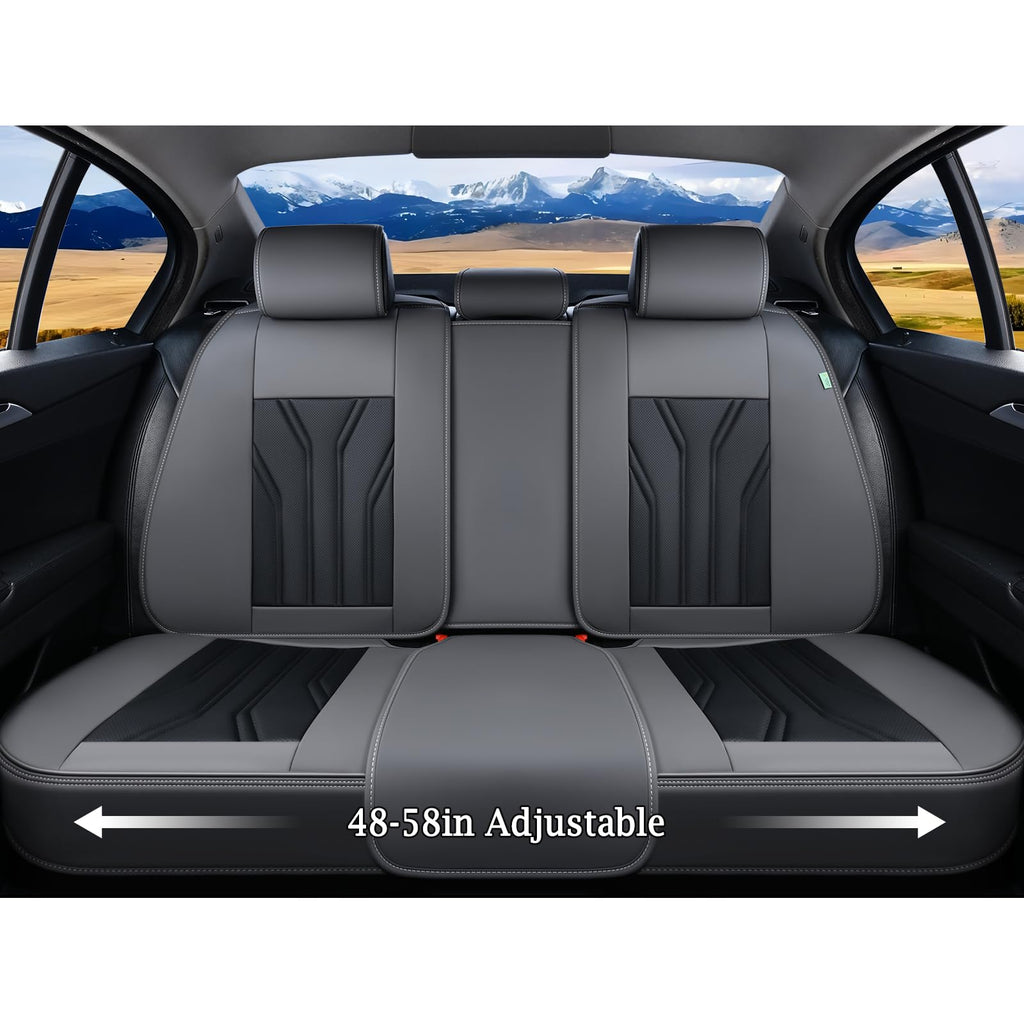 Leather Seat Covers Full Set 5 Seats Gray Black K513822