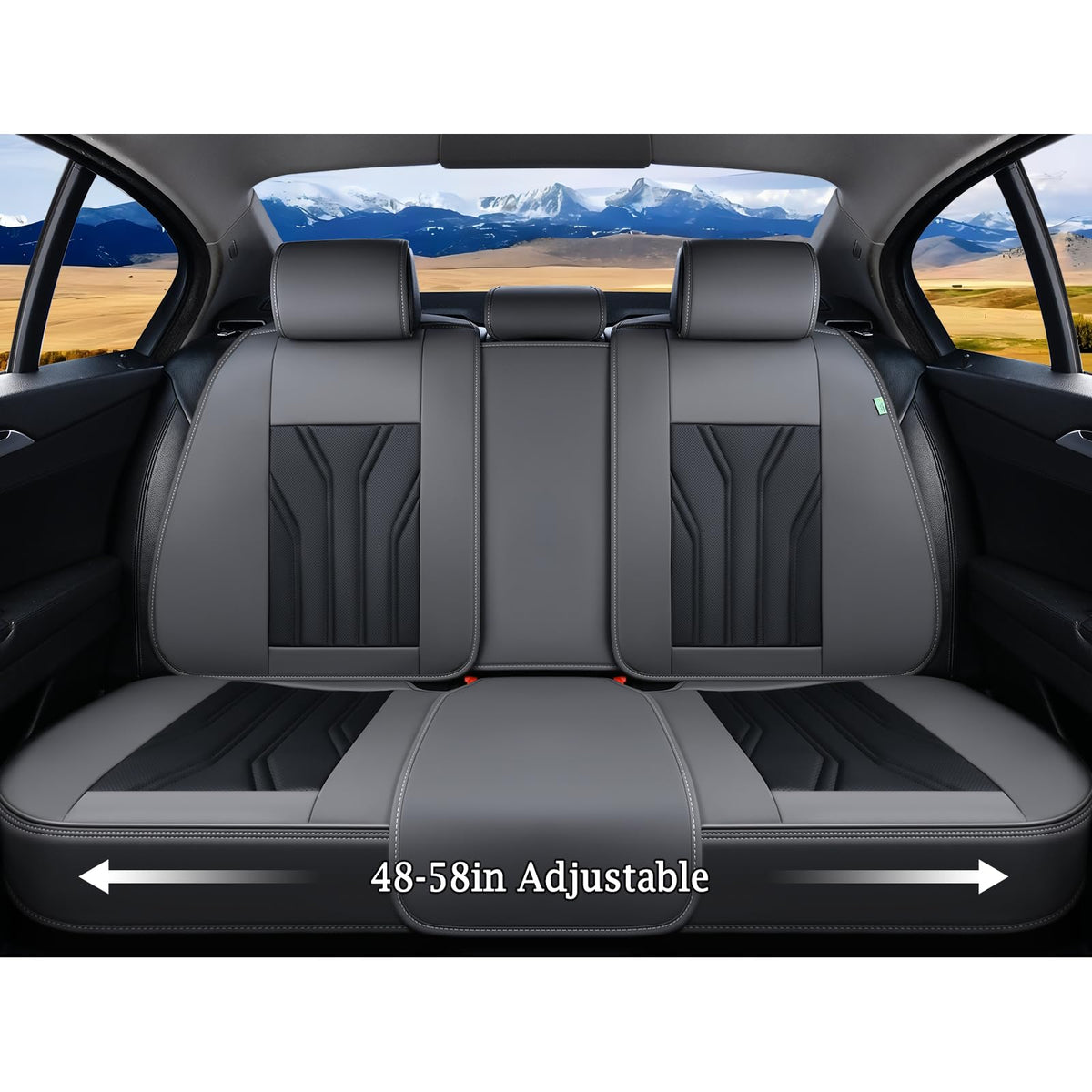 Leather Seat Covers Full Set 5 Seats Gray Black K513822
