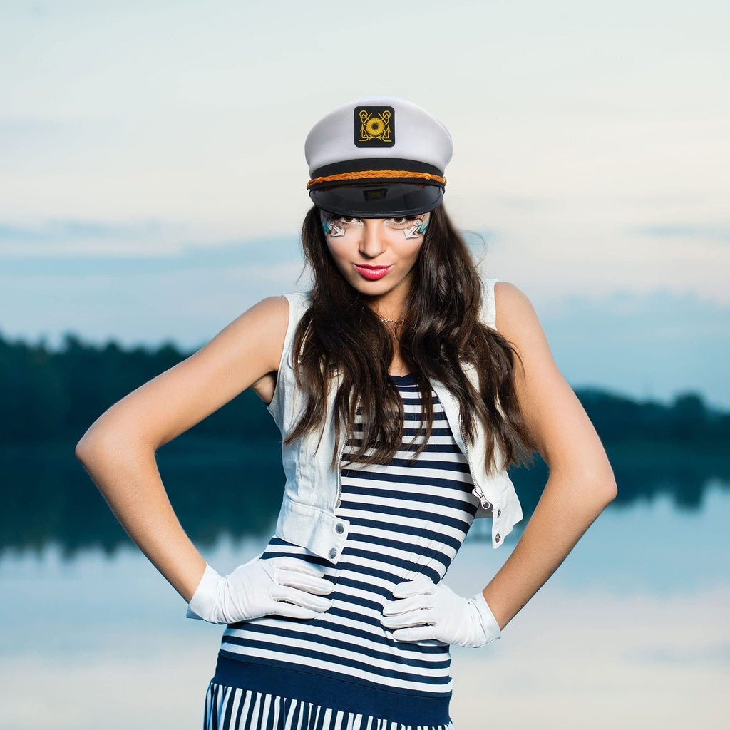 White Adjustable Captain Hats 30 Pack M620694