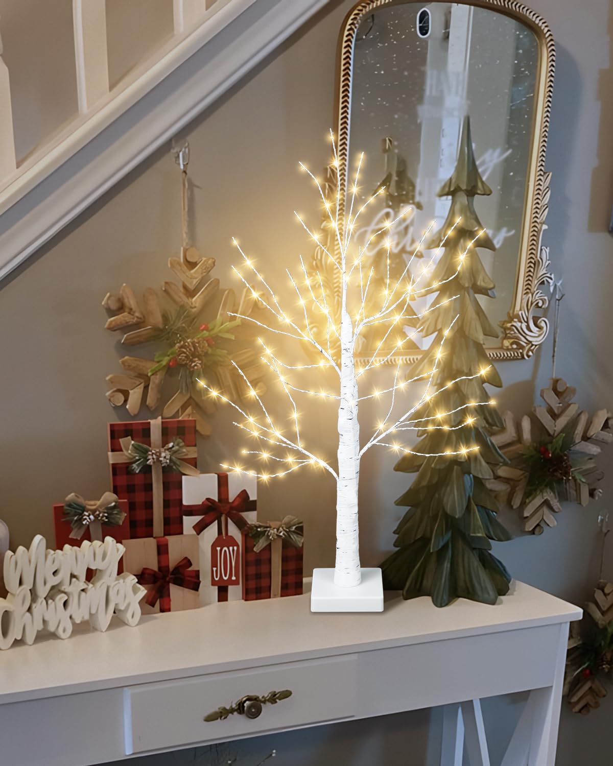 24 Inch Artificial Lighted Birch Tree with 144 LED Lights C30132