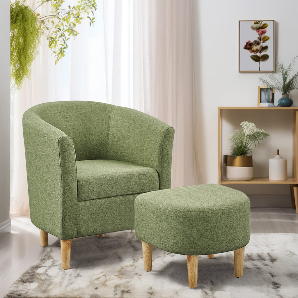 Green Accent Chair with Ottoman T77996