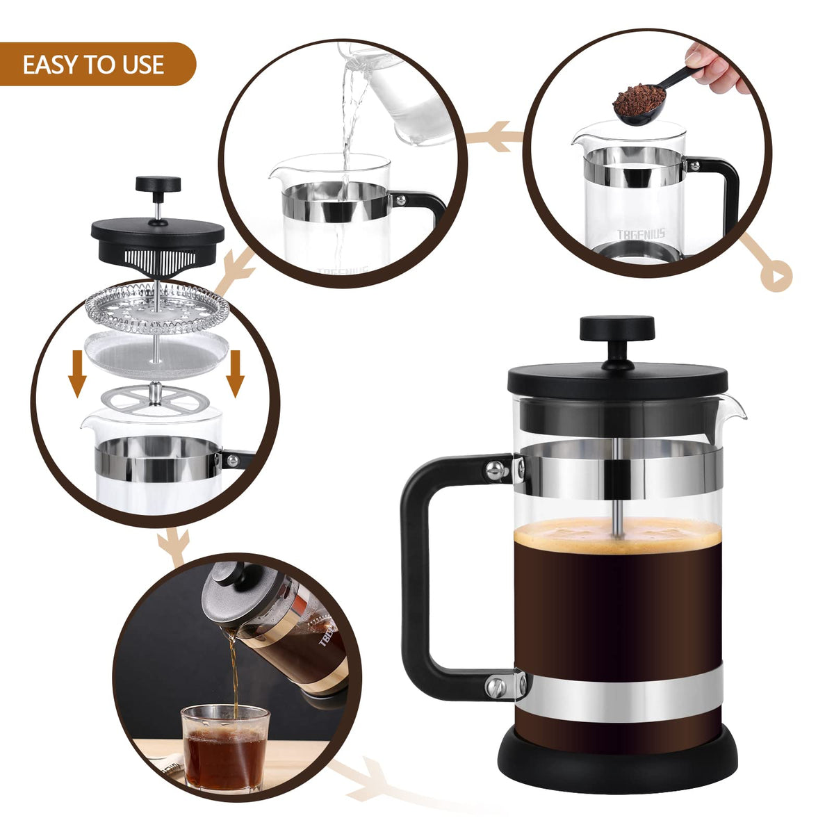 21 oz Borosilicate Glass French Press K6934