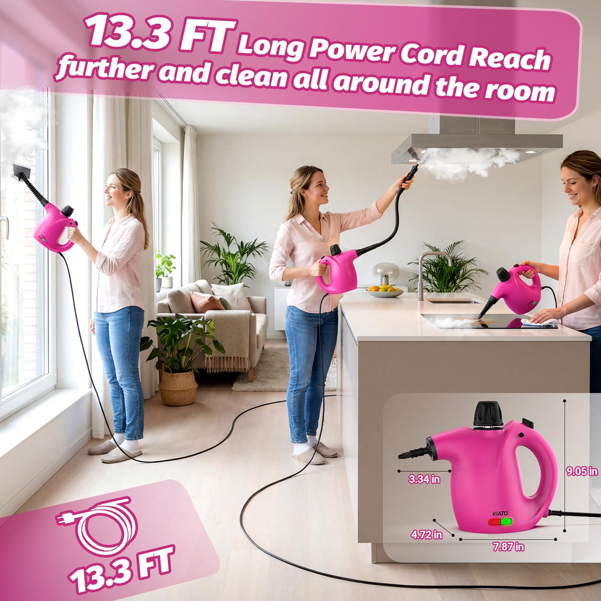 Pink Handheld Steam Cleaner U5371