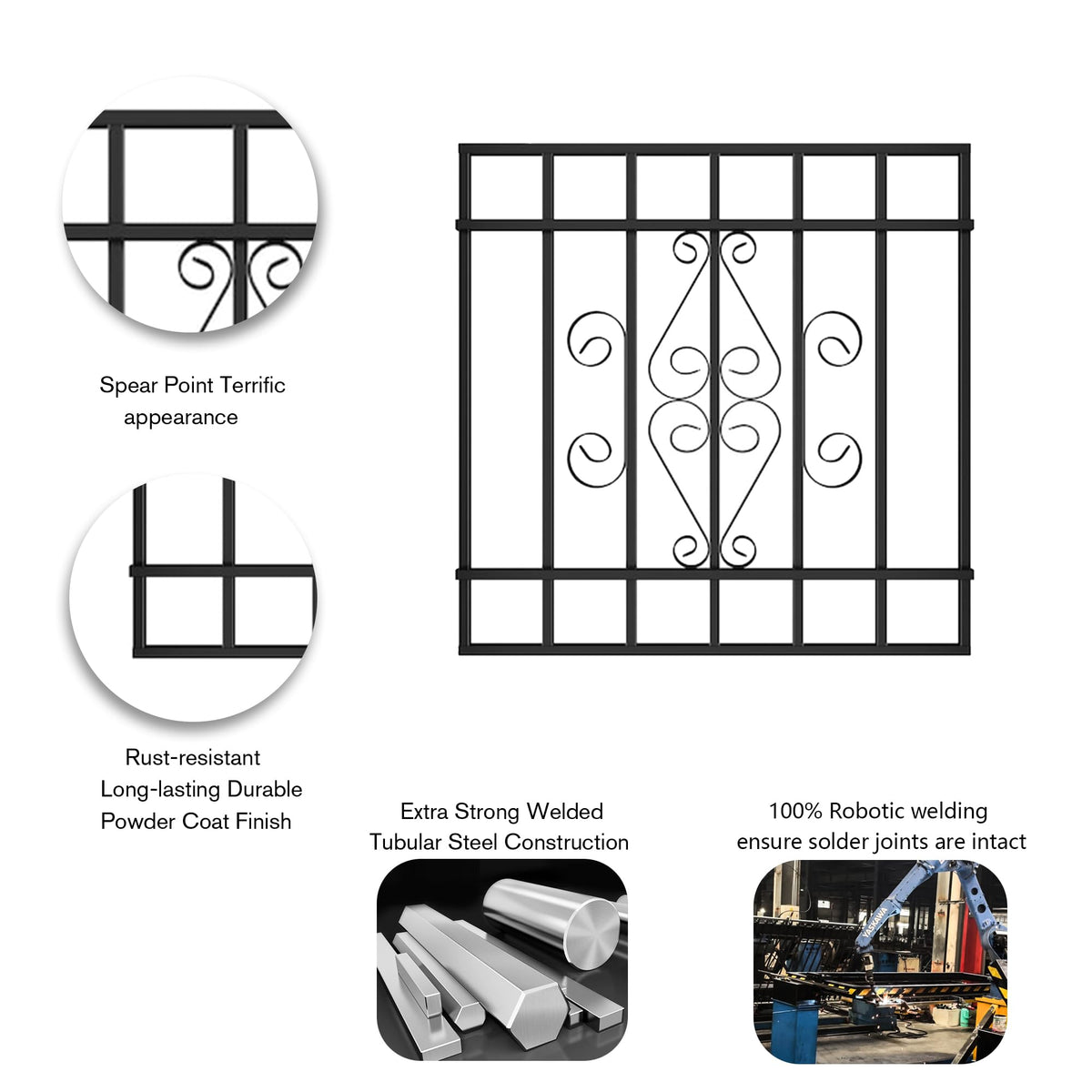 Black 48-in x 36-in Window Security Bars A737